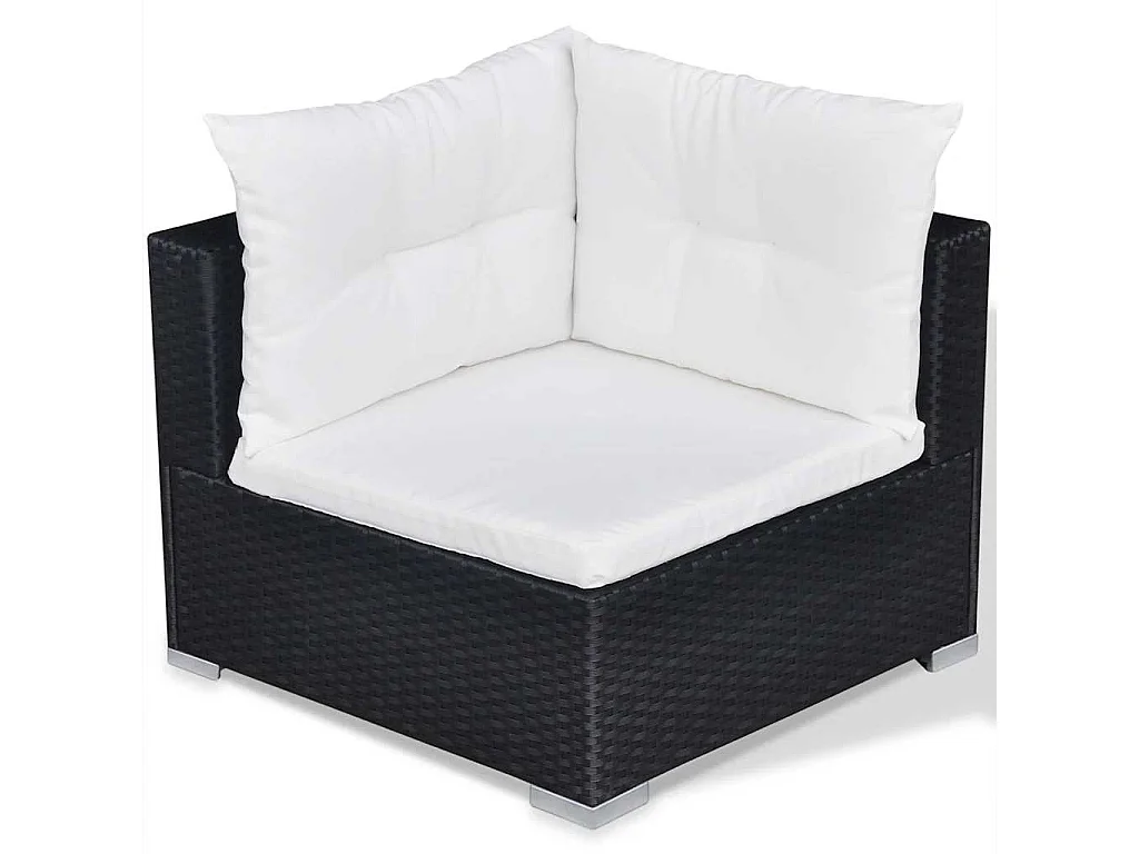 10-delige Loungeset met kussens poly rattan zwart
