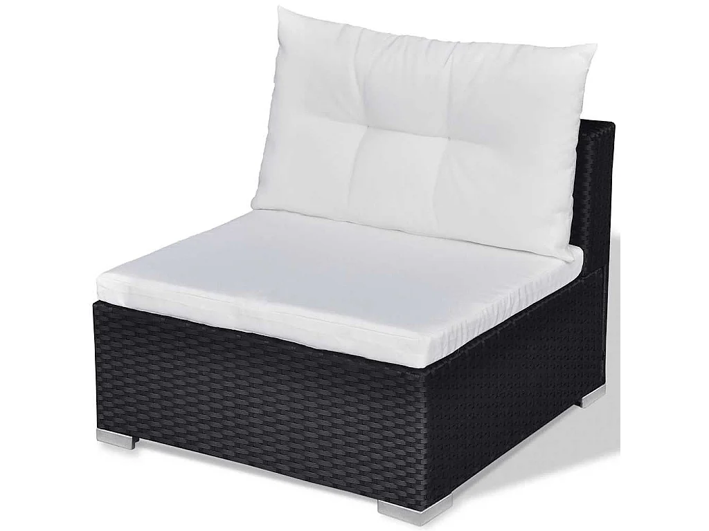 10-delige Loungeset met kussens poly rattan zwart