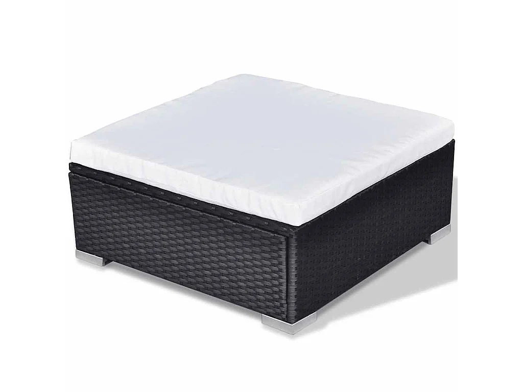 10-delige Loungeset met kussens poly rattan zwart