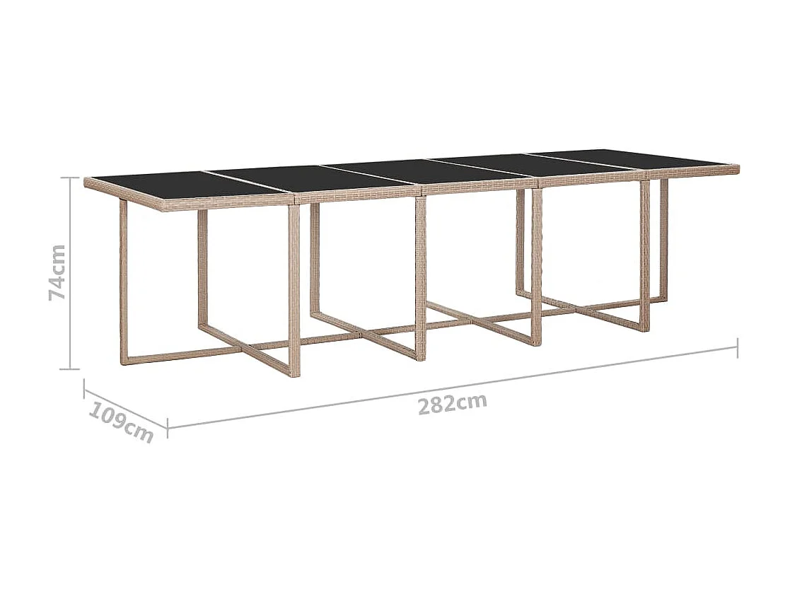 Set da Pranzo da Giardino 15 pz con Cuscini in Polyrattan Beige