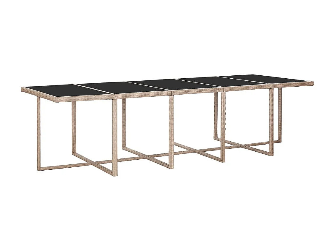 Set da Pranzo da Giardino 15 pz con Cuscini in Polyrattan Beige