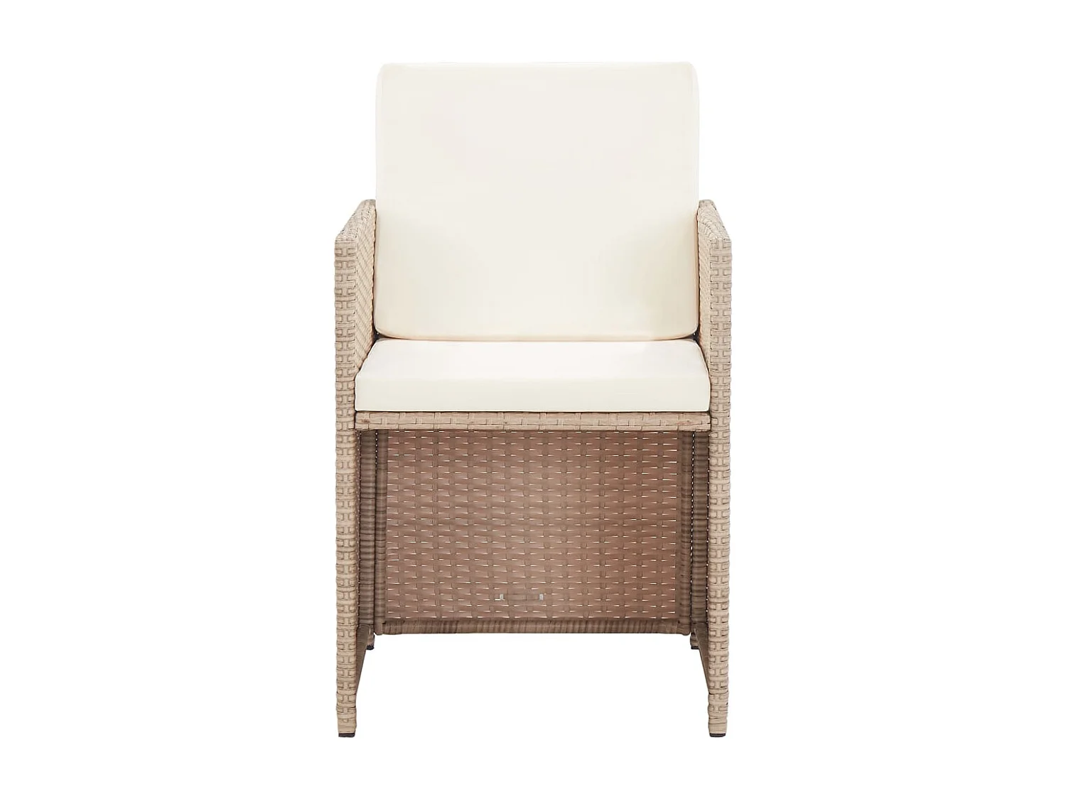 Set da Pranzo da Giardino 15 pz con Cuscini in Polyrattan Beige