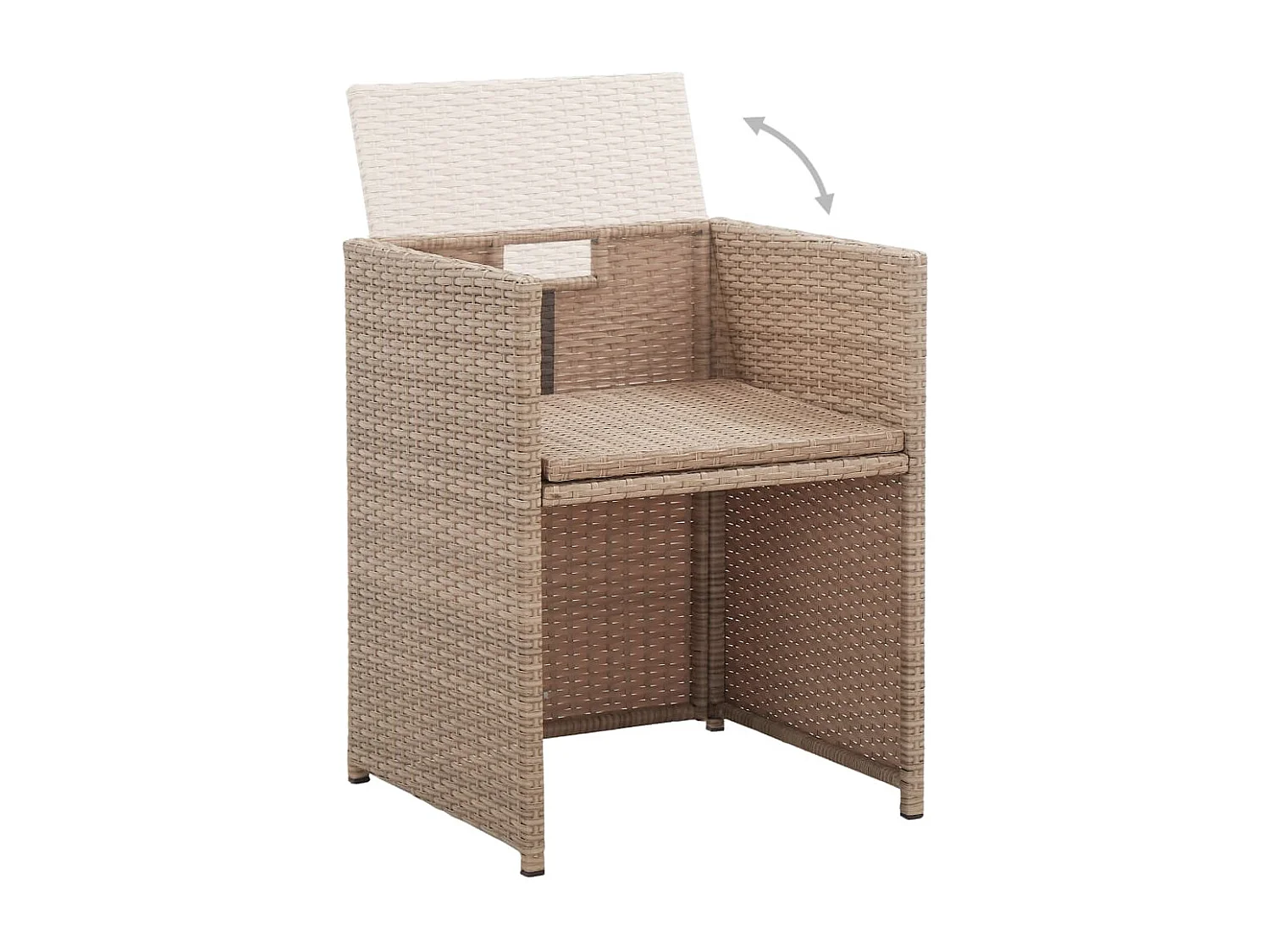 Set da Pranzo da Giardino 15 pz con Cuscini in Polyrattan Beige