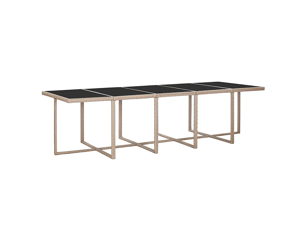 Ensemble à manger d'extérieur avec coussins 15 pcs Rotin Beige