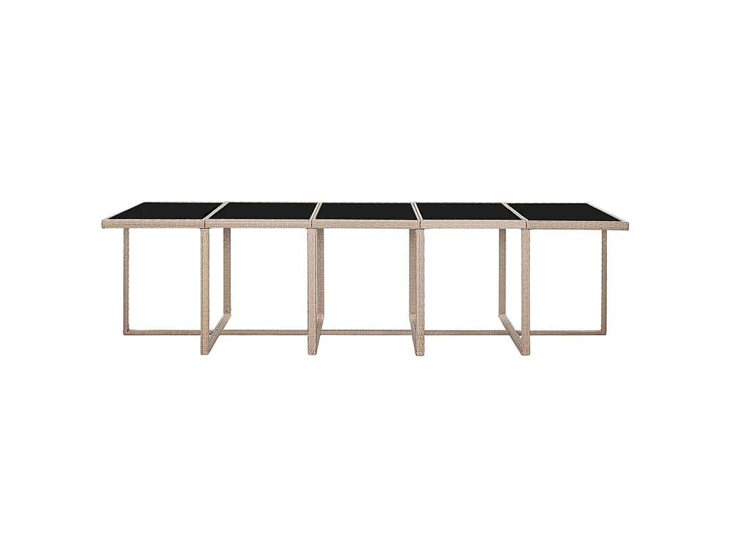 Ensemble à manger d'extérieur avec coussins 15 pcs Rotin Beige