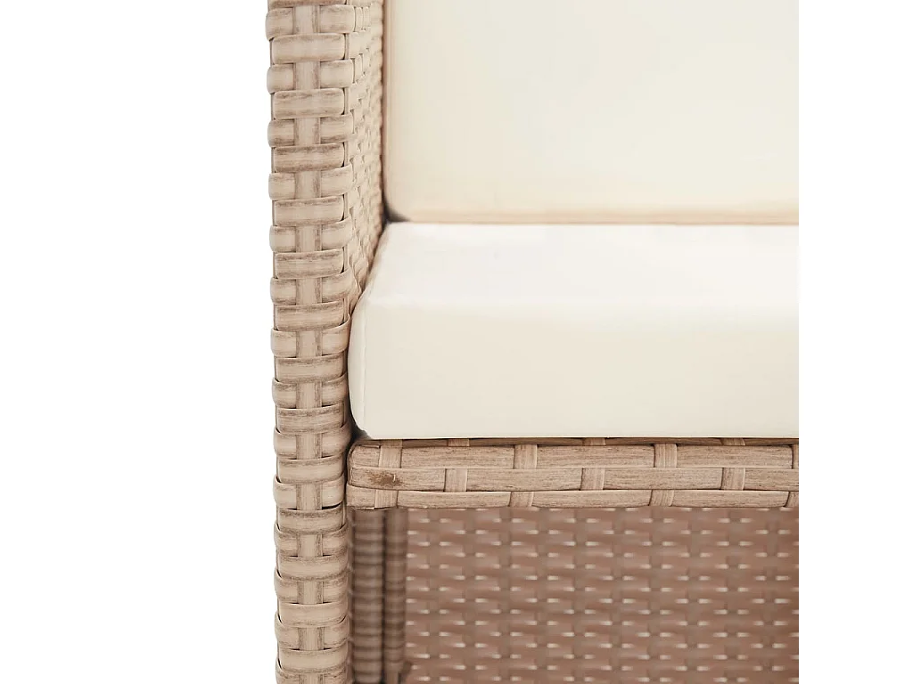 Ensemble à manger d'extérieur avec coussins 15 pcs Rotin Beige