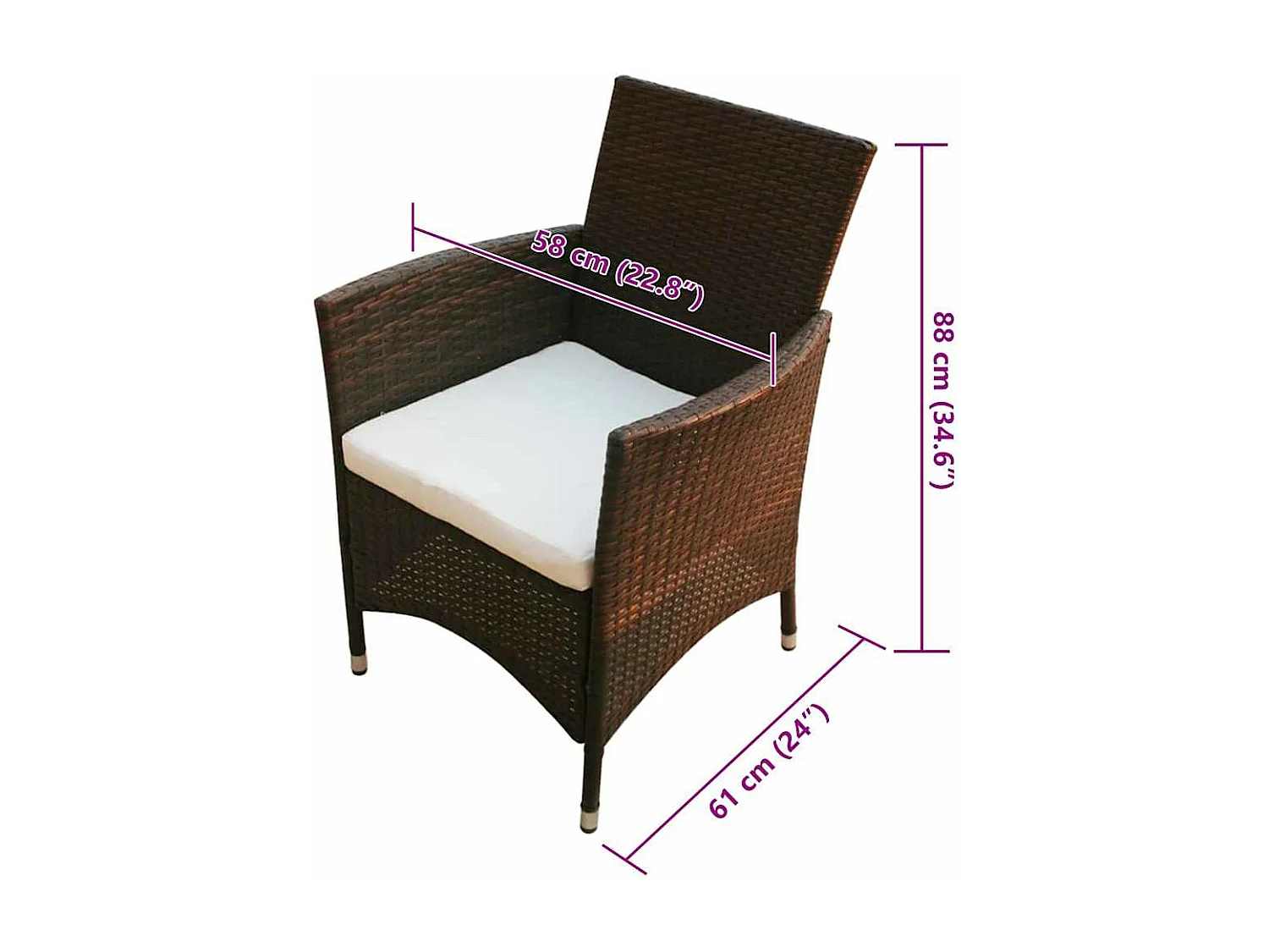 Ensemble à manger d'extérieur 7 pcs et coussins Résine tressée