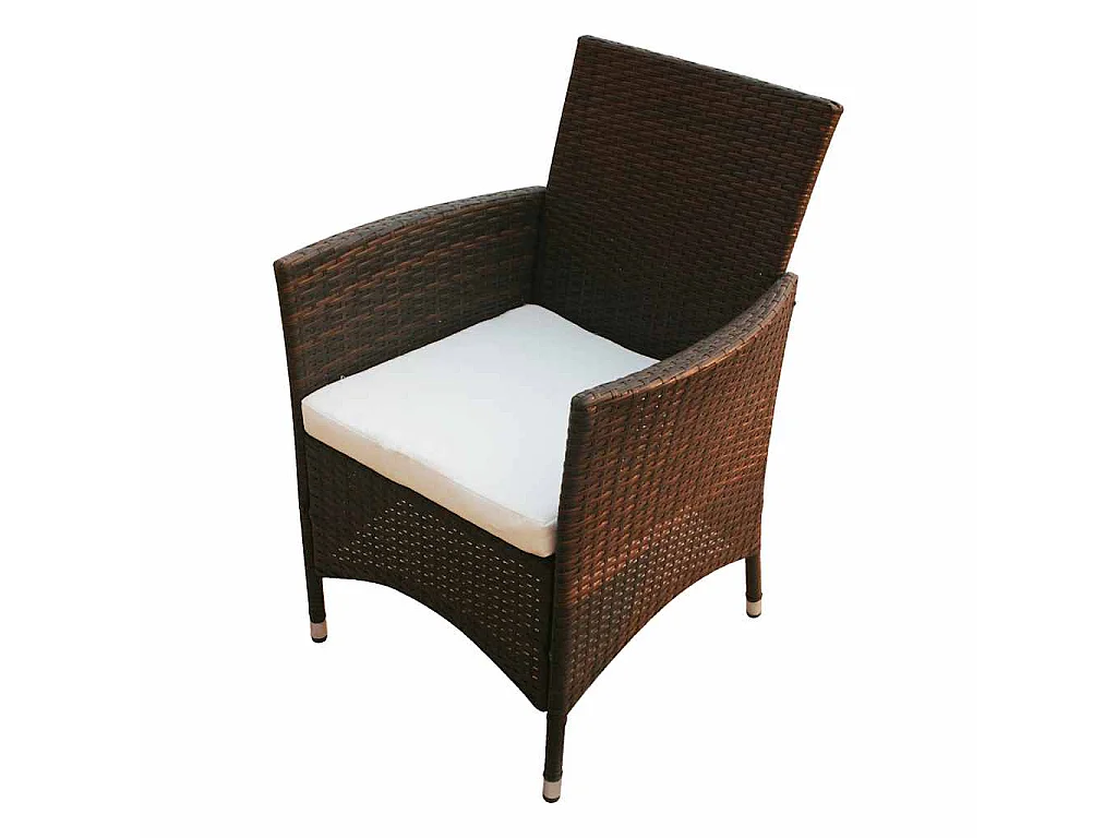 7-tlg. Garten-Essgruppe mit Auflagen Poly Rattan Braun