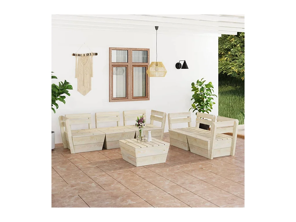 Salon de jardin palette 6 pcs Bois d'épicéa imprégné