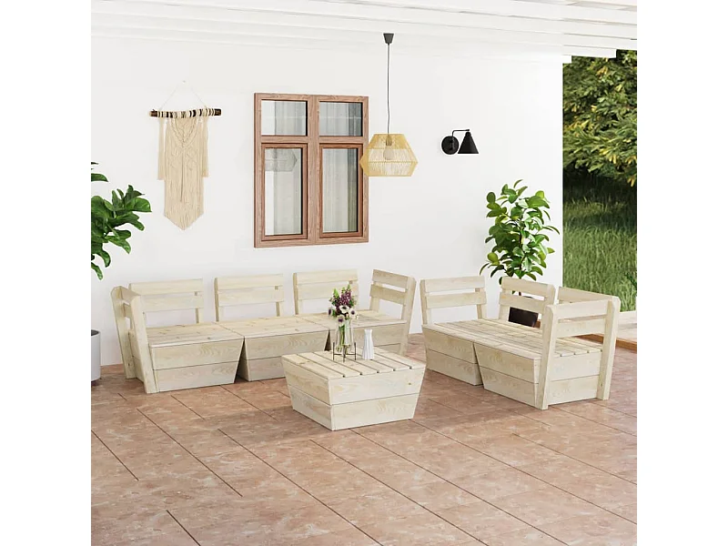 Salon de jardin palette 6 pcs Bois d'épicéa imprégné