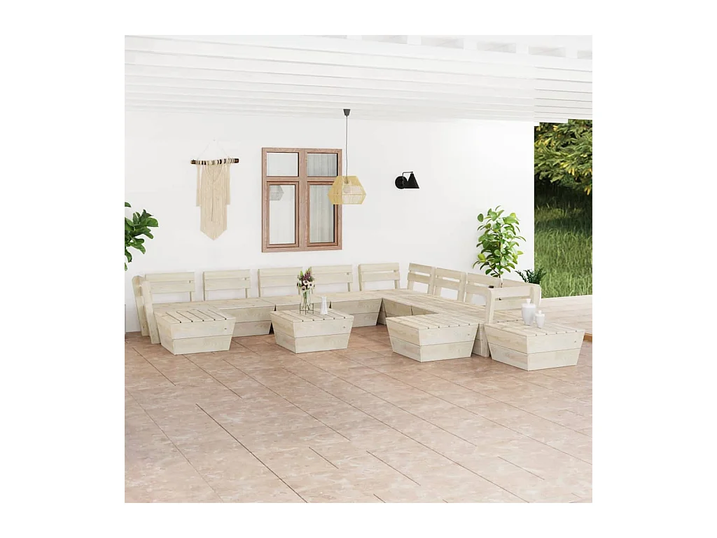 Salon de jardin palette 12 pcs Bois d'épicéa imprégné