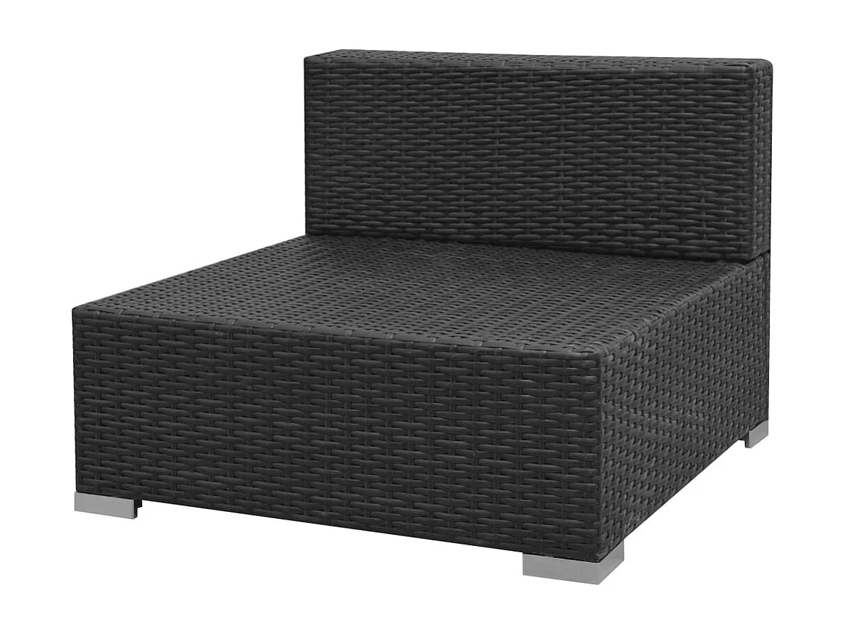 7-delige Loungeset met luifel poly rattan zwart
