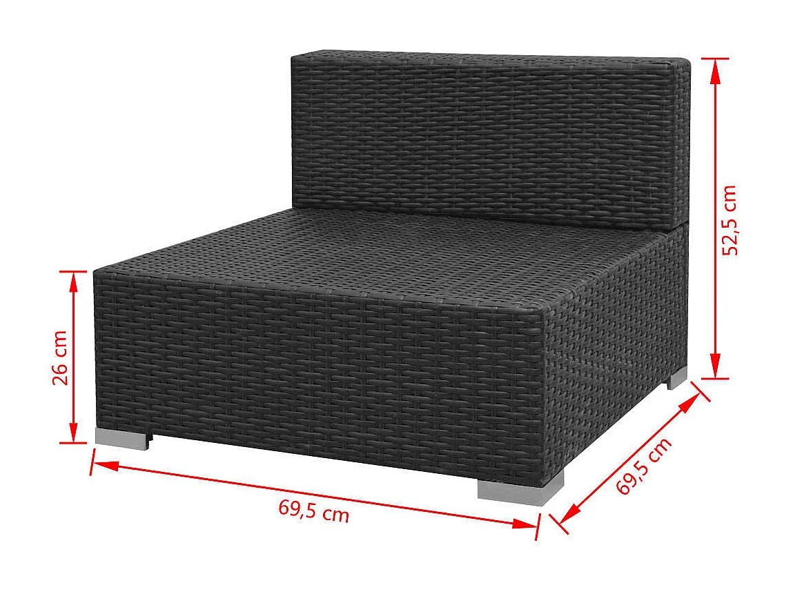 7-delige Loungeset met luifel poly rattan zwart