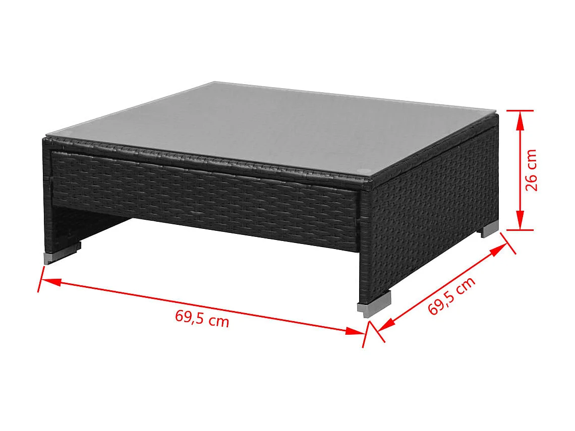 7-delige Loungeset met luifel poly rattan zwart