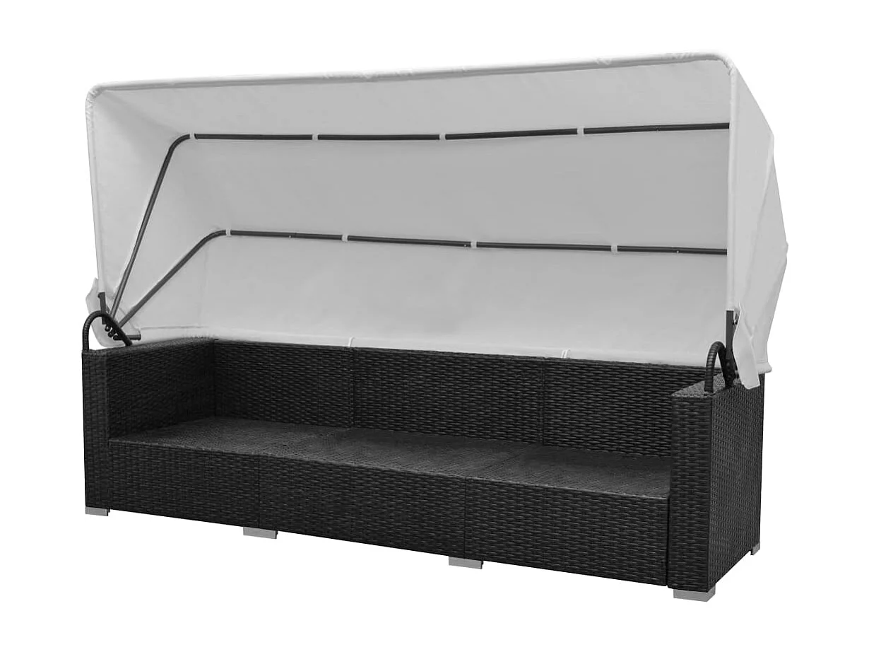 Salon de jardin 7 pcs avec baldaquin Résine tressée Noir