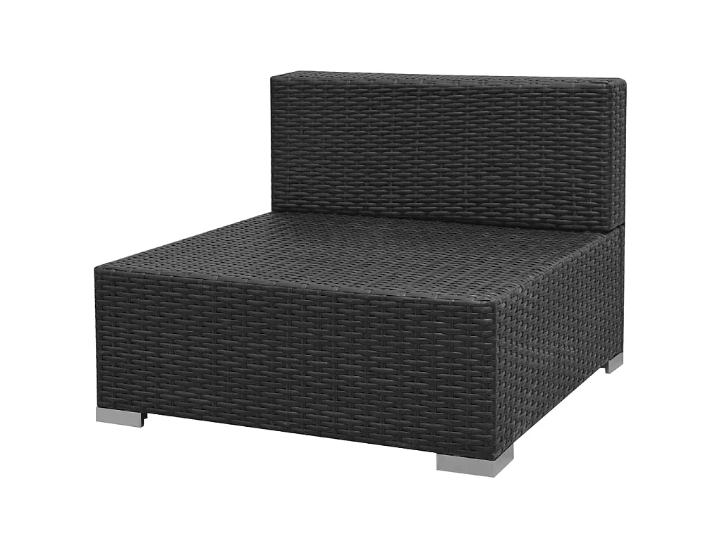 7-tlg. Garten-Lounge-Set mit Sonnendach Poly Rattan Schwarz