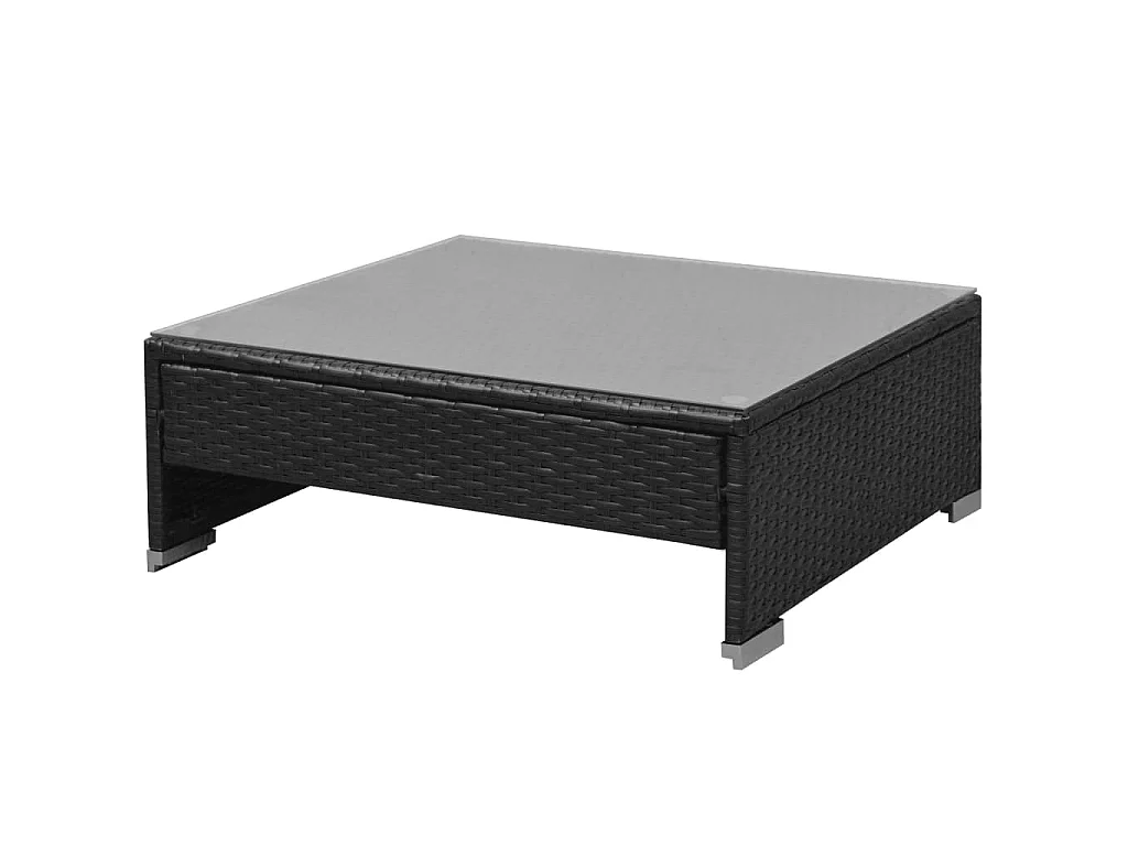 7-tlg. Garten-Lounge-Set mit Sonnendach Poly Rattan Schwarz