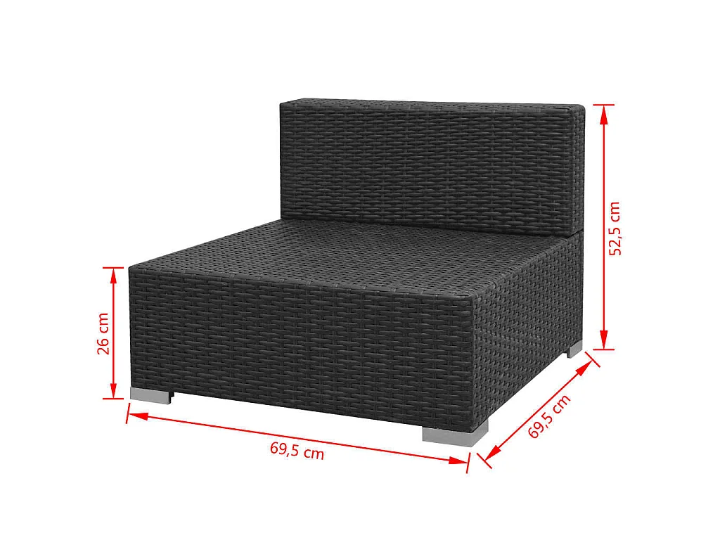 7-tlg. Garten-Lounge-Set mit Sonnendach Poly Rattan Schwarz