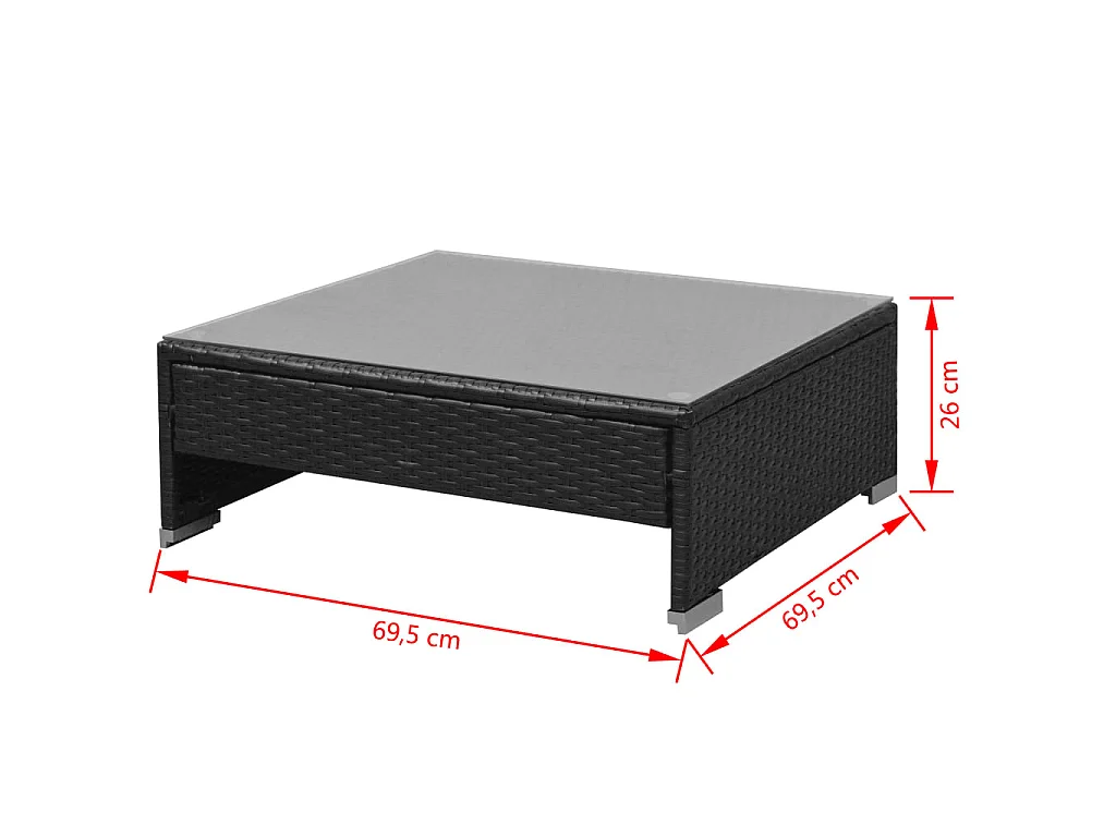 7-tlg. Garten-Lounge-Set mit Sonnendach Poly Rattan Schwarz