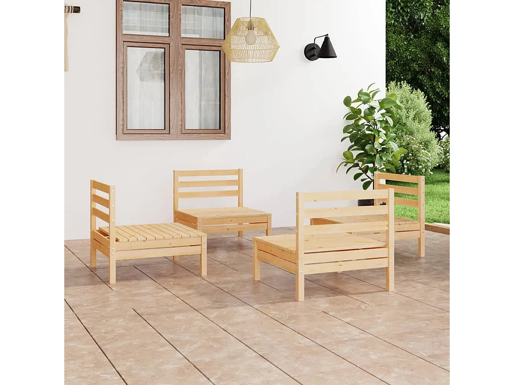 Salon de jardin 4 pcs Bois de pin massif