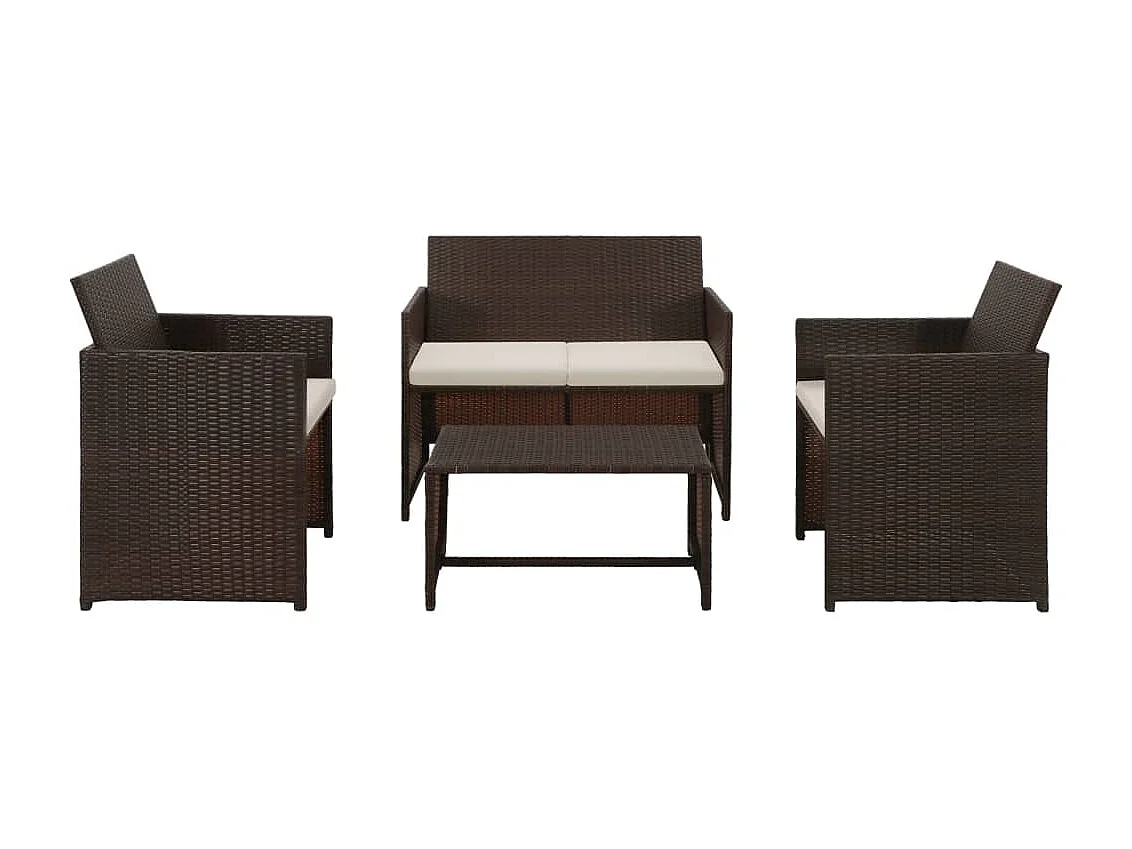 Conjunto de sofá para jardim 8 pcs vime PE castanho