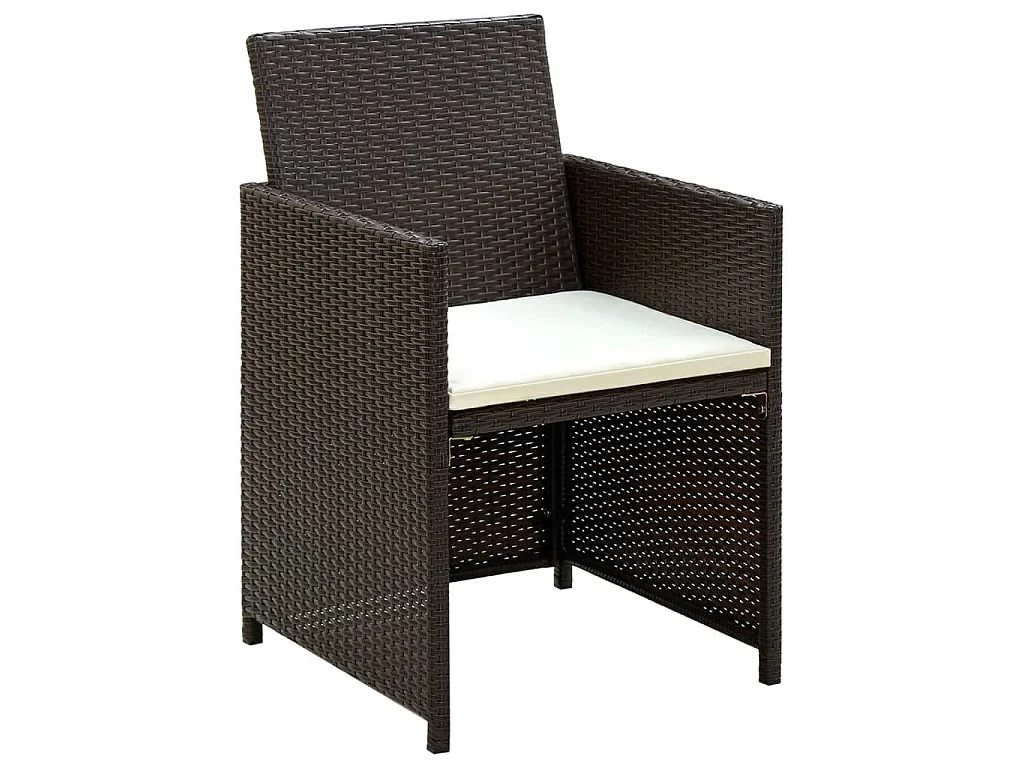 Set Divani da Giardino 4 pz con Cuscini in Polyrattan Marrone