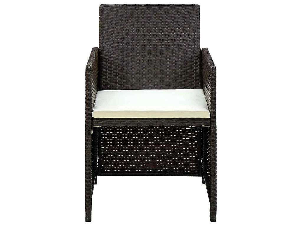 Set Divani da Giardino 4 pz con Cuscini in Polyrattan Marrone