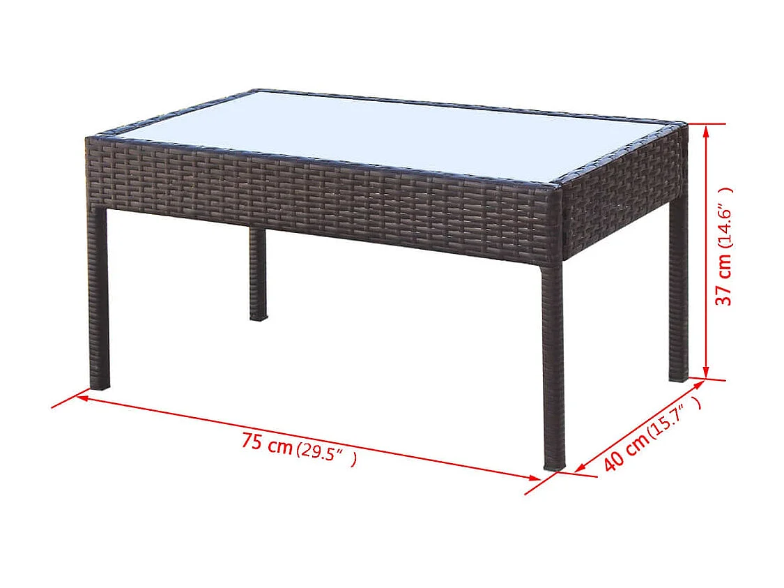 Salon de jardin 4 pcs avec coussins Résine tressée Marron