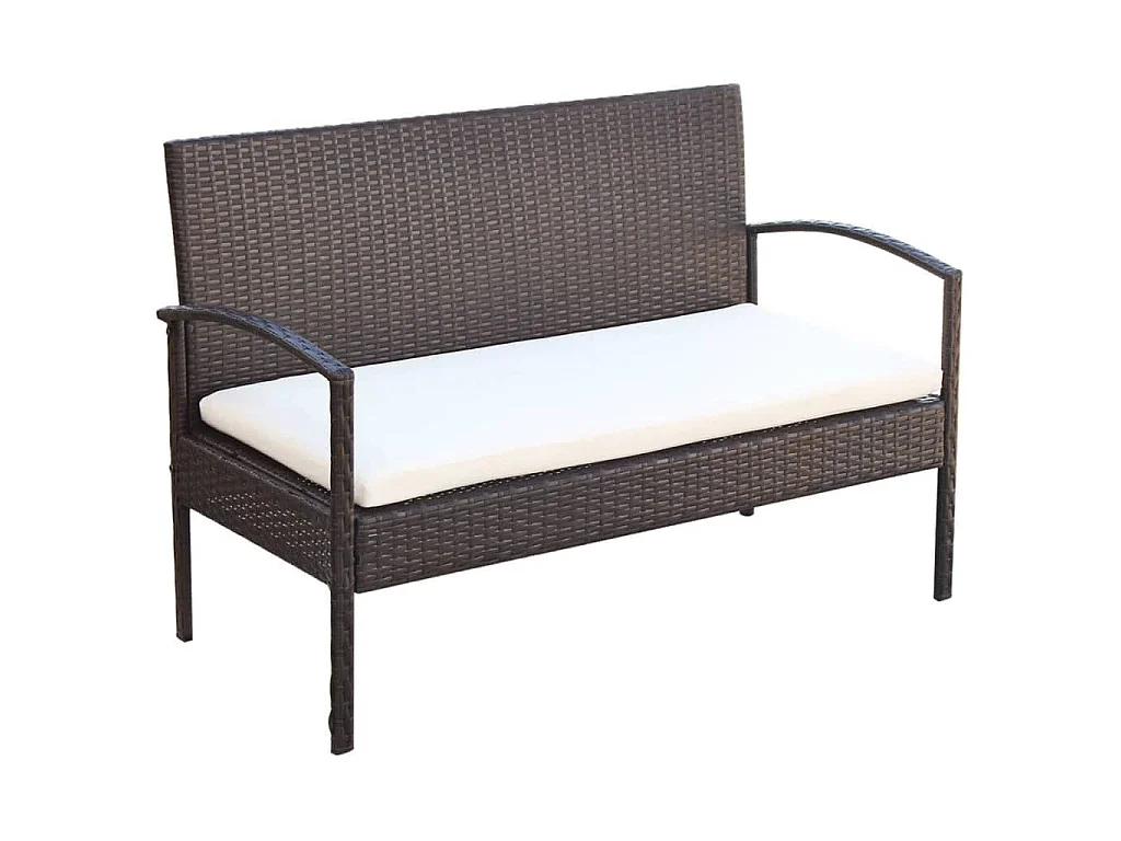Salon de jardin 4 pcs avec coussins Résine tressée Marron