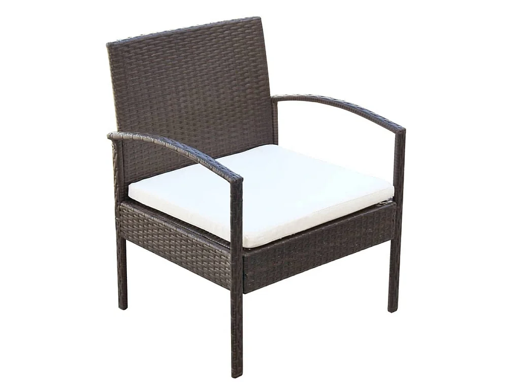 Salon de jardin 4 pcs avec coussins Résine tressée Marron
