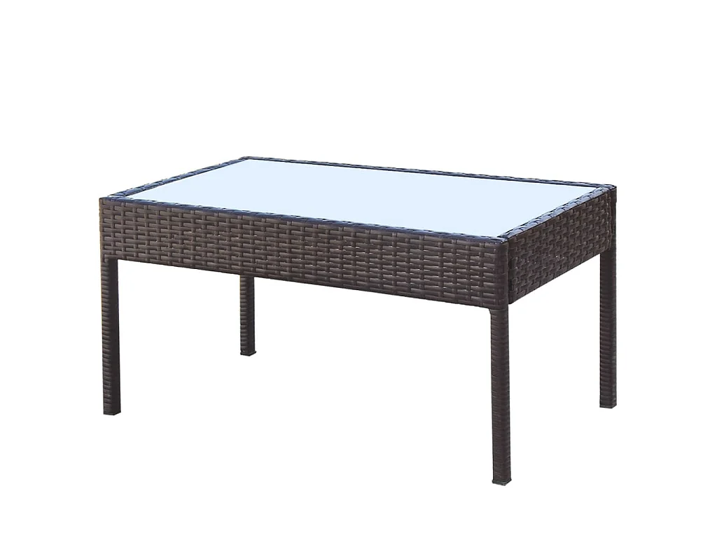 Salon de jardin 4 pcs avec coussins Résine tressée Marron
