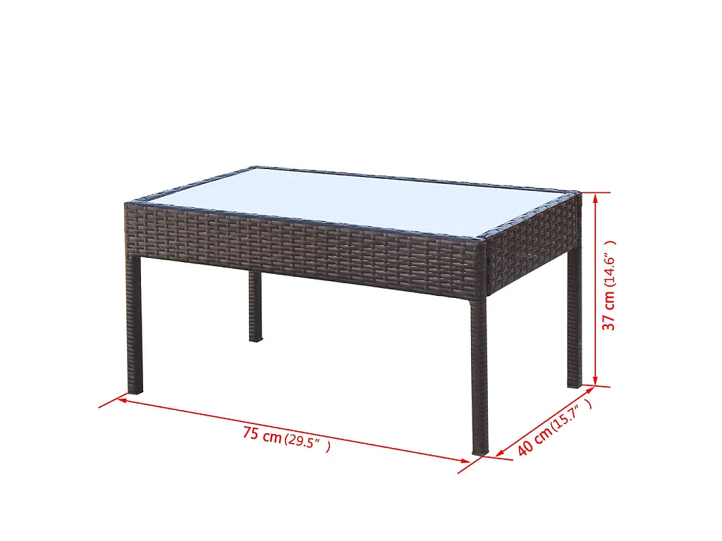 Salon de jardin 4 pcs avec coussins Résine tressée Marron