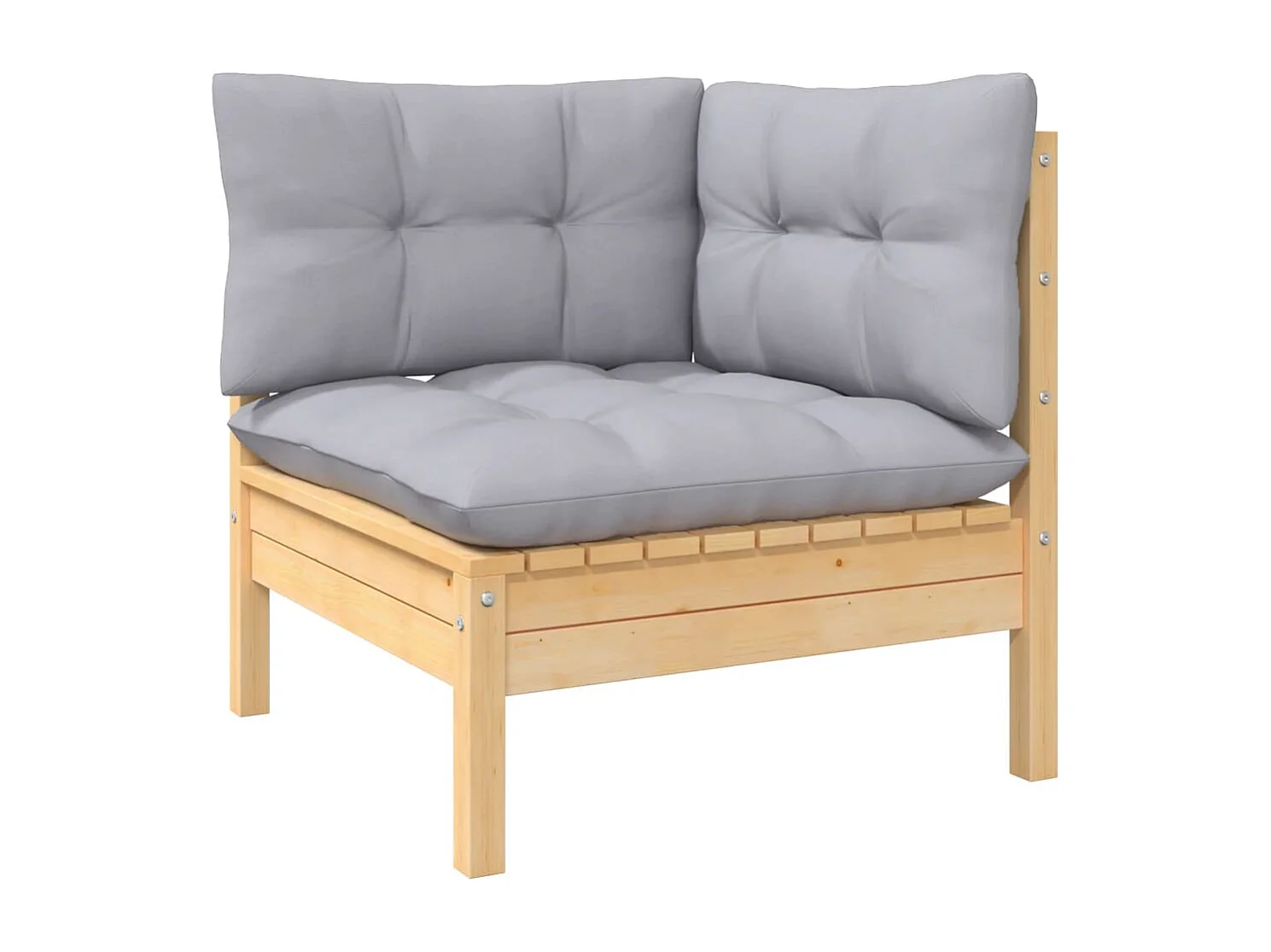 7-tlg. Garten-Lounge-Set mit Grauen Kissen Kiefernholz