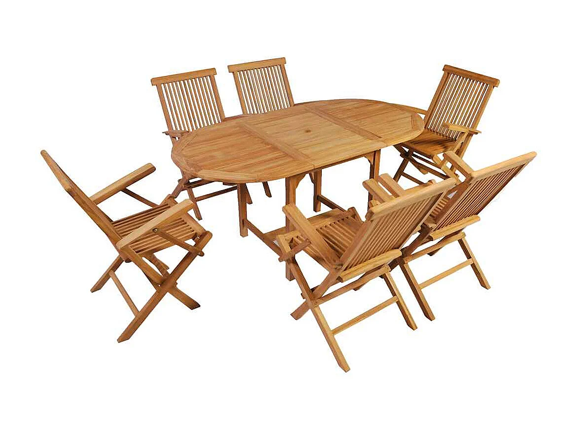 Ensemble à manger d'extérieur 7 pcs Bois de teck solide