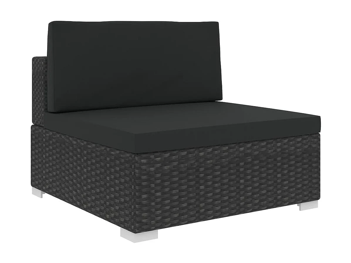 8 pcs conjunto lounge de jardim c/ almofadões vime PE preto