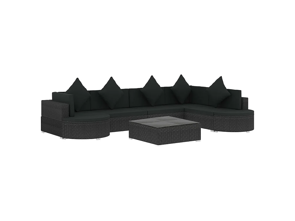 8-tlg. Garten-Lounge-Set mit Auflagen Poly Rattan Schwarz