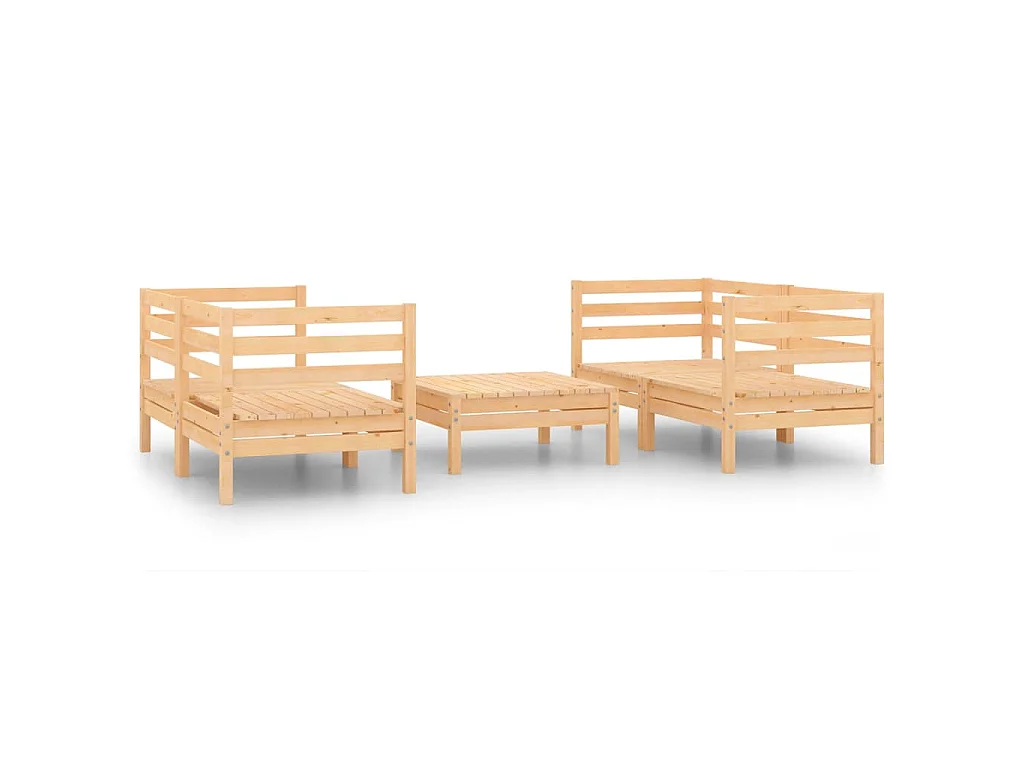 5-tlg. Garten-Lounge-Set Kiefer Massivholz