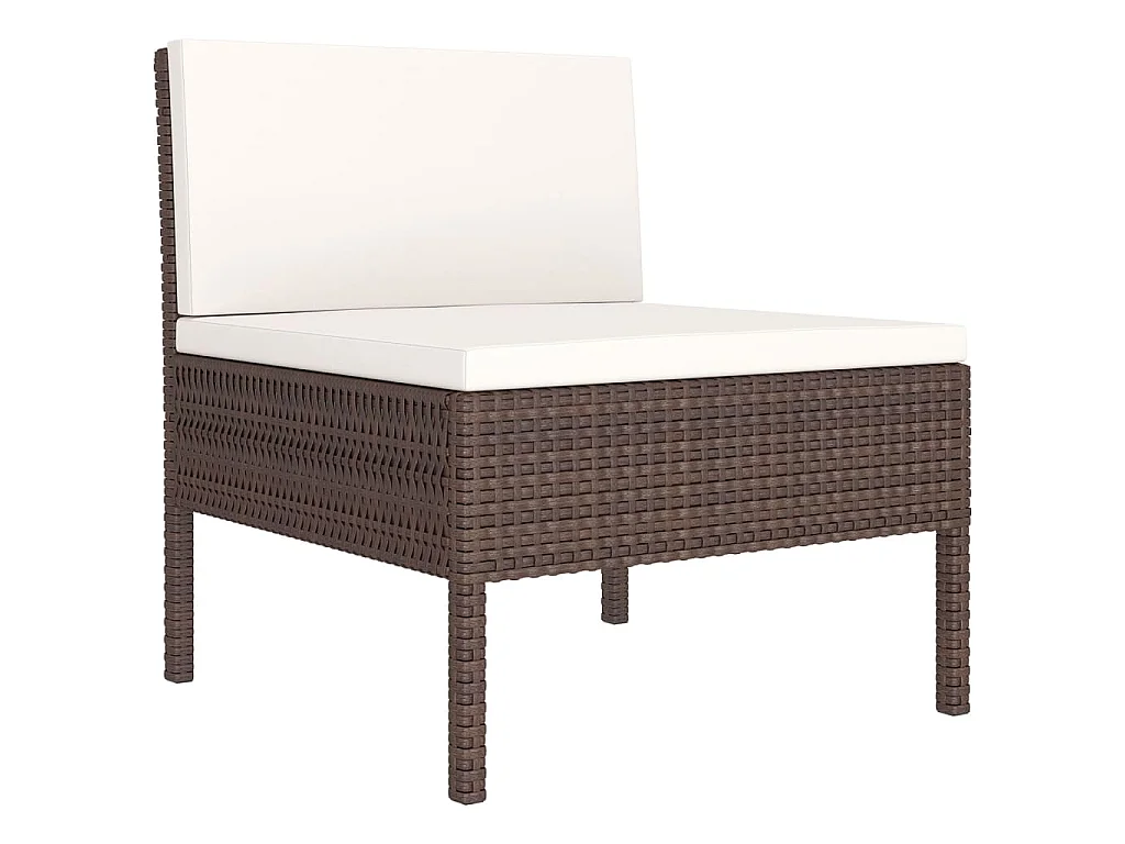 Set Divani da Giardino 5 pz con Cuscini in Polyrattan Marrone