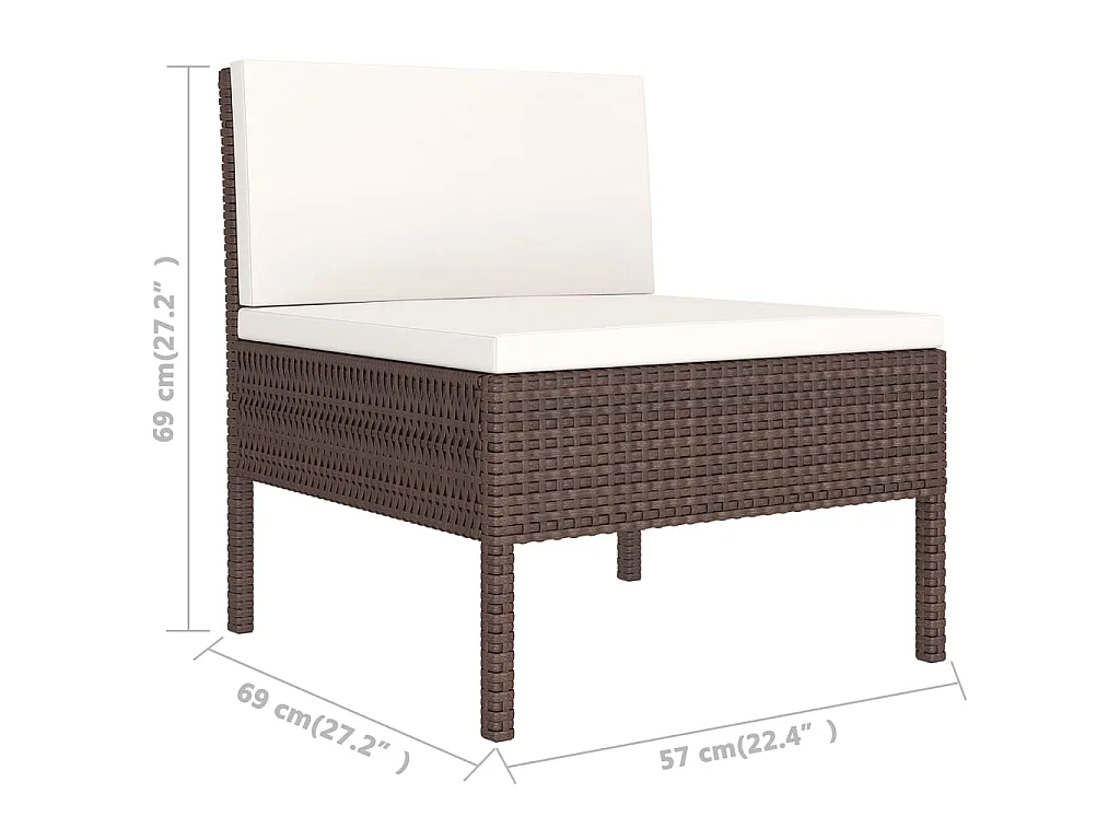 Set Divani da Giardino 5 pz con Cuscini in Polyrattan Marrone