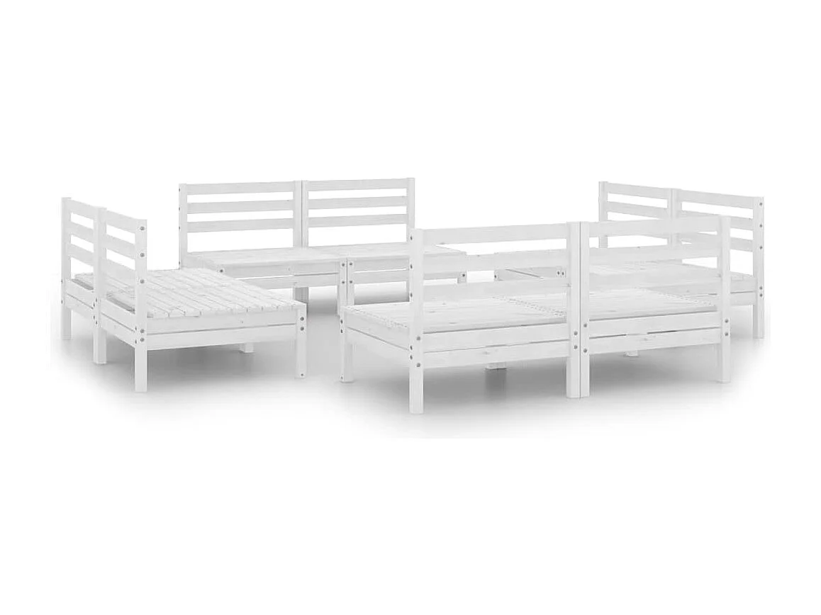 8 pcs conjunto lounge de jardim pinho maciço branco