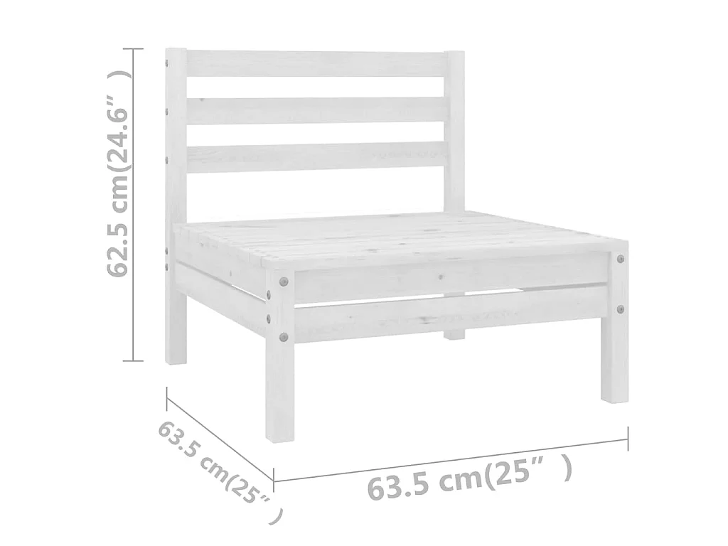 Set Divani da Giardino 8 pz Bianco in Legno Massello di Pino