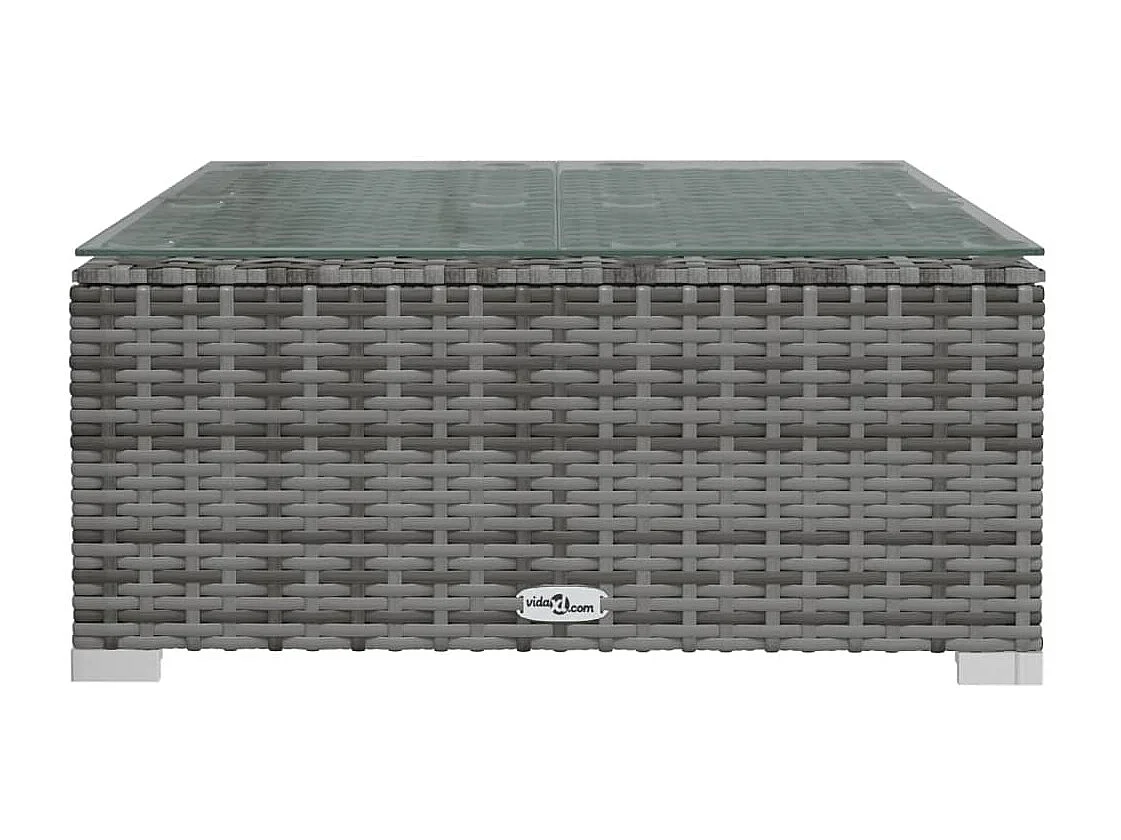 4-tlg. Garten-Lounge-Set mit Kissen Grau Poly Rattan