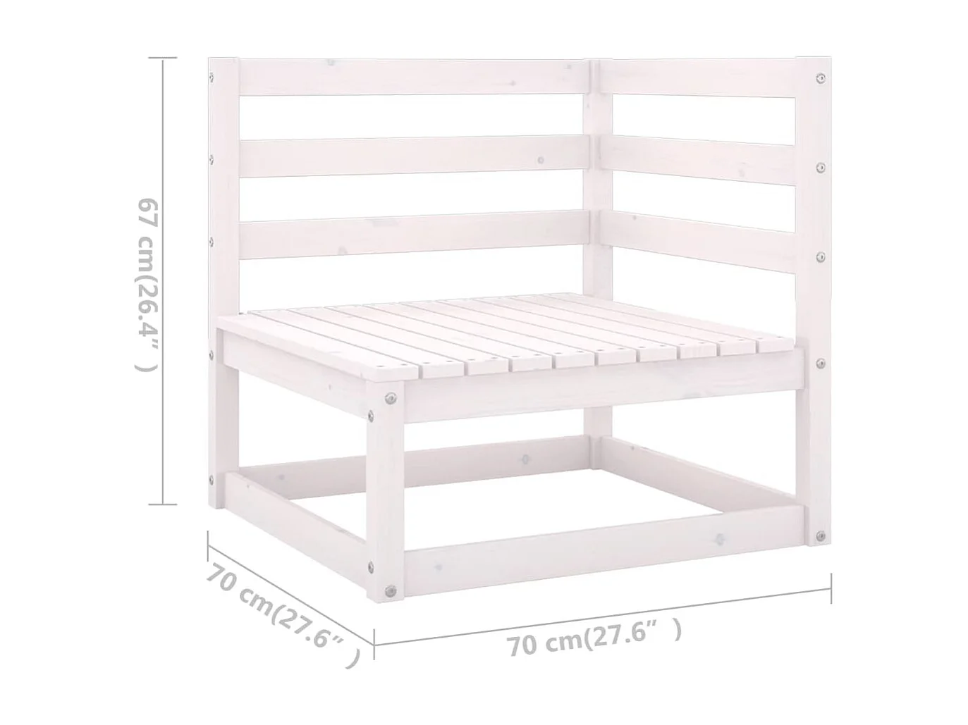 Salon de jardin 7 pcs avec coussins blanc bois de pin massif