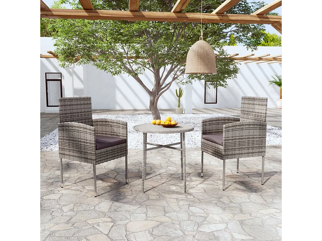 Set Mobili da Pranzo per Giardino 3 pz in Polyrattan Antracite