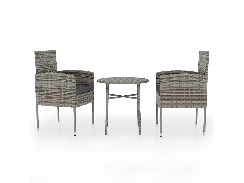 Set Mobili da Pranzo per Giardino 3 pz in Polyrattan Antracite