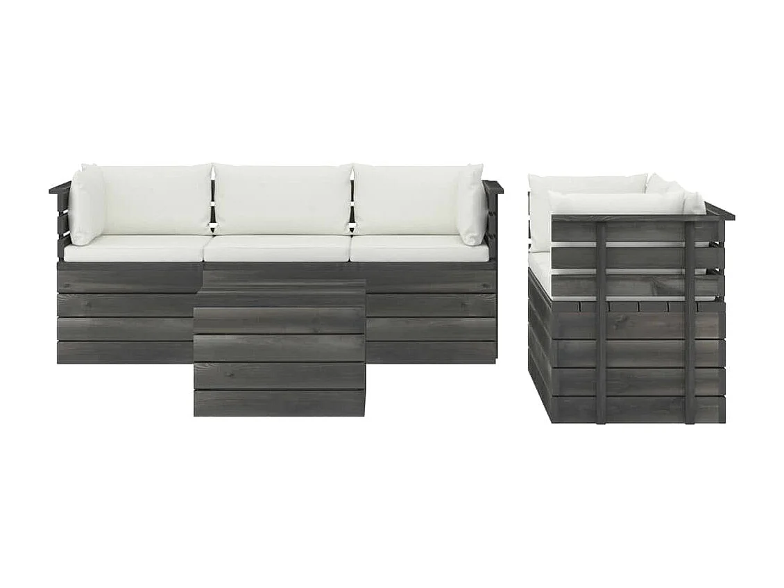 6-tlg. Garten-Sofagarnitur aus Paletten mit Kissen Kiefernholz