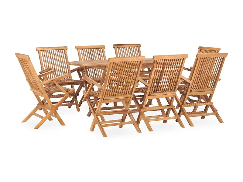 Ensemble à manger d'extérieur pliable 9 pcs Bois solide de teck