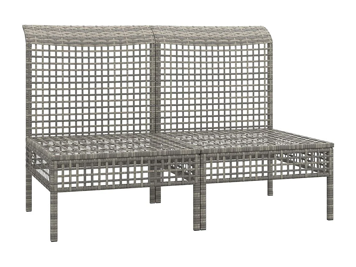 Garten-Mittelsofas mit Kissen 2 Stk. Grau Poly Rattan