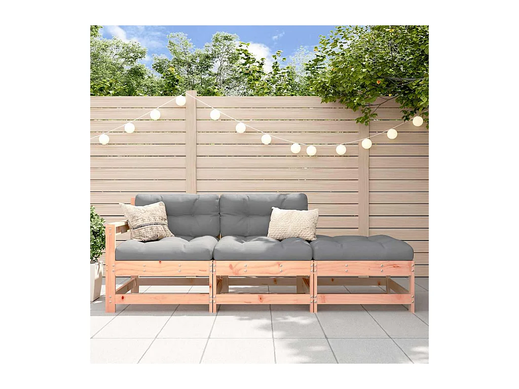 Set Divani Giardino 3pz con Cuscini Legno Massello di Douglas
