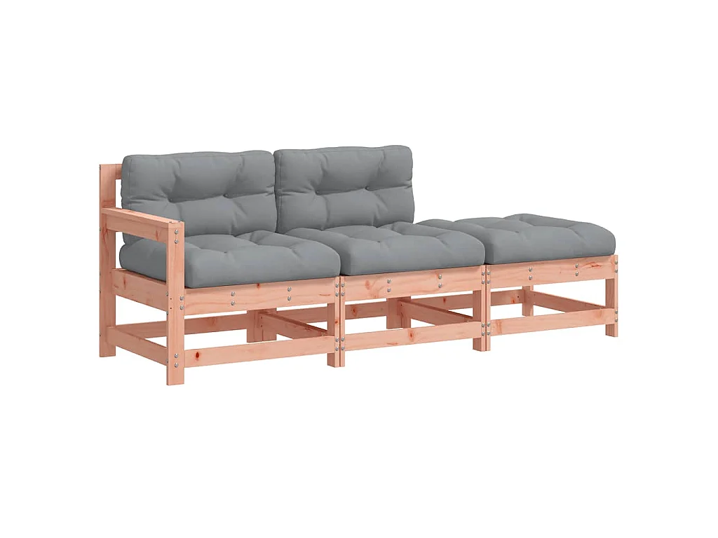 3-tlg. Garten-Lounge-Set mit Kissen Massivholz Douglasie